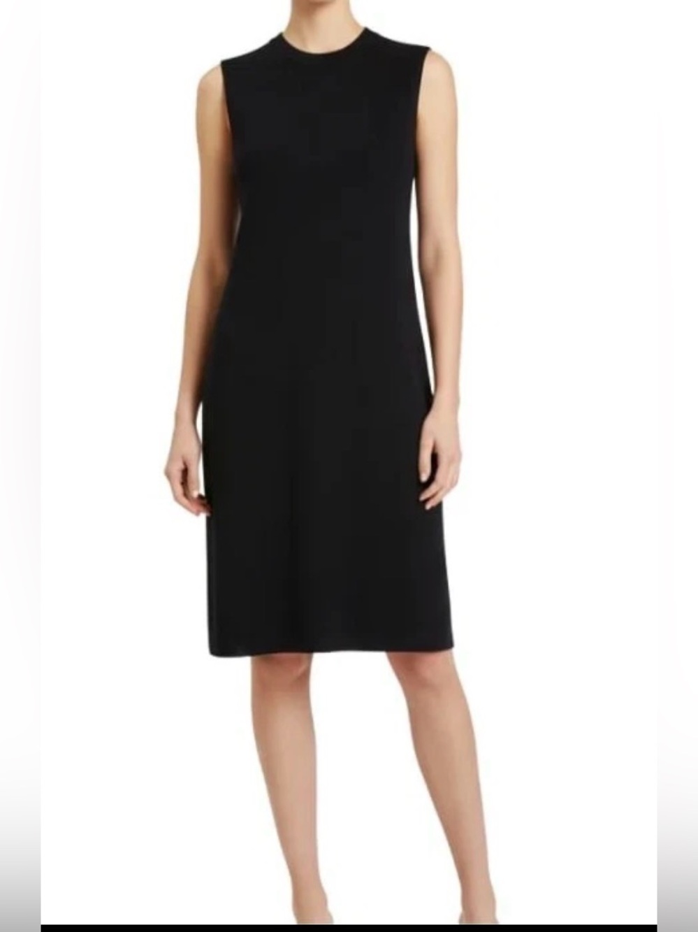 St. John Sleeveless Black Knit Shift Dress